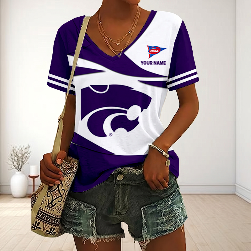 VIRAL EDITON - NEW CUSTOMIZED FBS NCAA24 KSW KS WILDCATS V-NECK FEMALE SHIRT