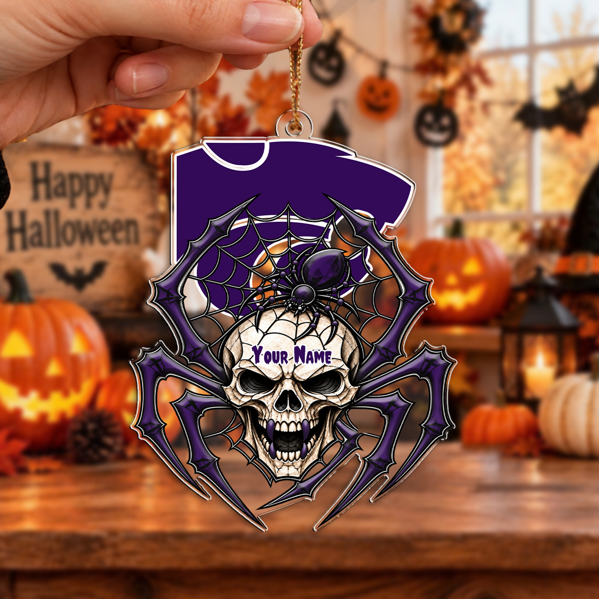 FINAL SALE - NEW CUSTOMIZED NCAA FBS24 KSW KANSAS STATE WILDCATS HALLOWEEN ACRYLIC ORNAMENT