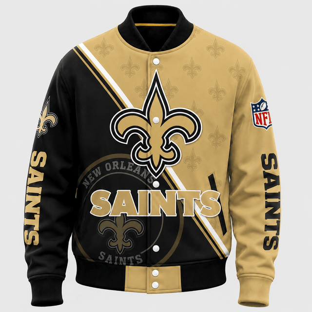 SPECIAL EDITION - NEW CUSTOMIZED | NFL24 NOS NEW ORLEANS SAINTS SATIN VARSITY & BASEBALL JACKET