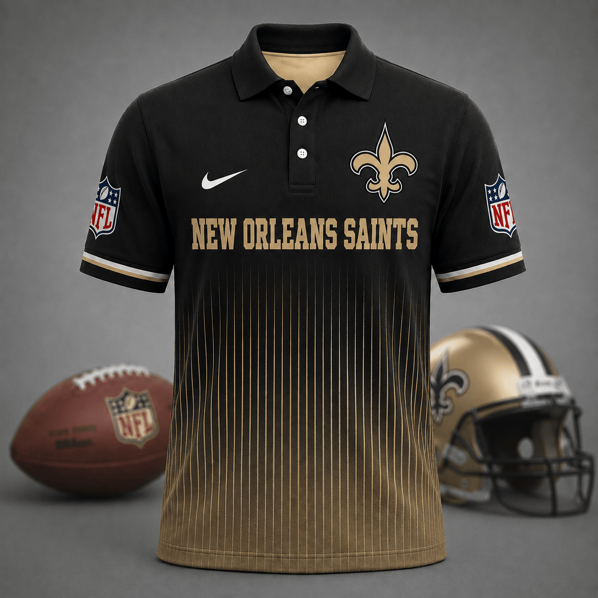 FINAL SALE - NEW CUSTOMIZED NFL24 NOS NEW ORLEANS SAINTS T-SHIRT, POLO SHIRT, ZIP POLO SHIRT, SWEATSHIRT, HOODIE & ZIP HOODIE
