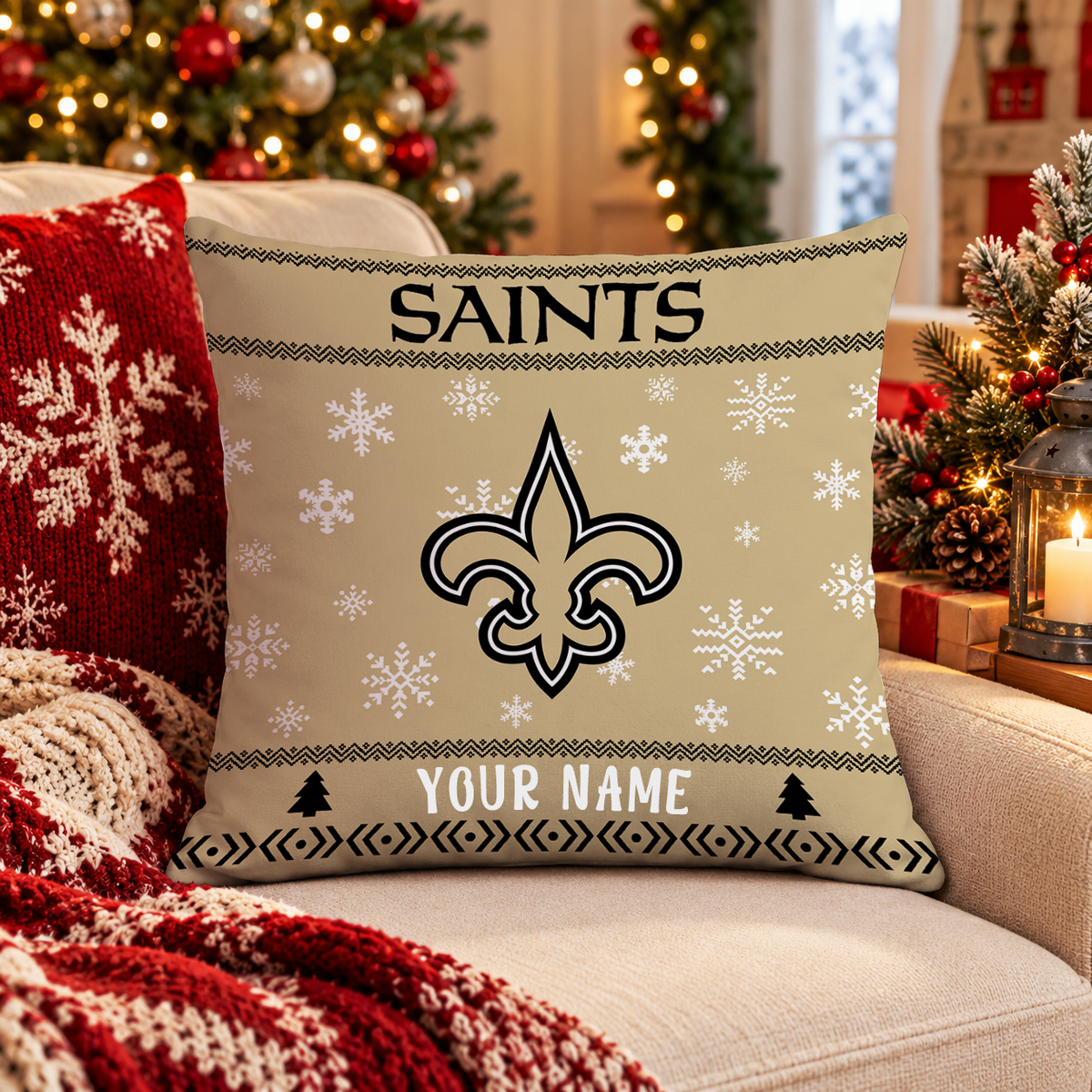FINAL SALE - NEW PERSONALIZED NFL24 NOS NEW ORLEANS SAINTS PILLOW CASE