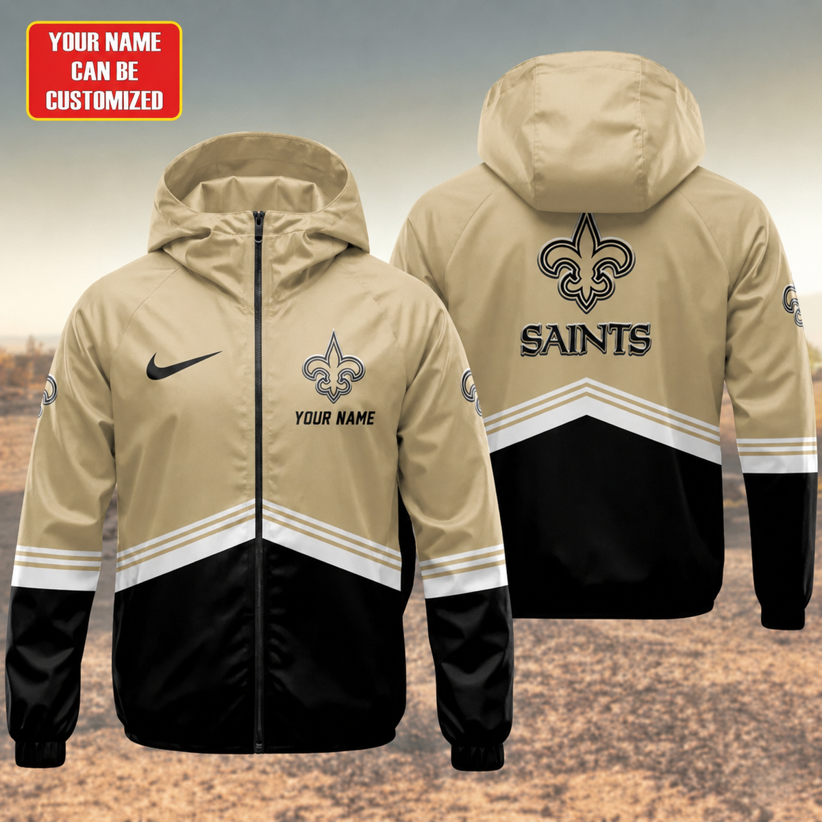 LIMITED EDITION - NEW CUSTOMIZED NFL24 NOS NEW ORLEANS SAINTS UNISEX WINDBREAKER JACKET