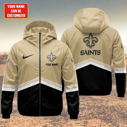 LIMITED EDITION - NEW CUSTOMIZED NFL24 NOS NEW ORLEANS SAINTS UNISEX WINDBREAKER JACKET