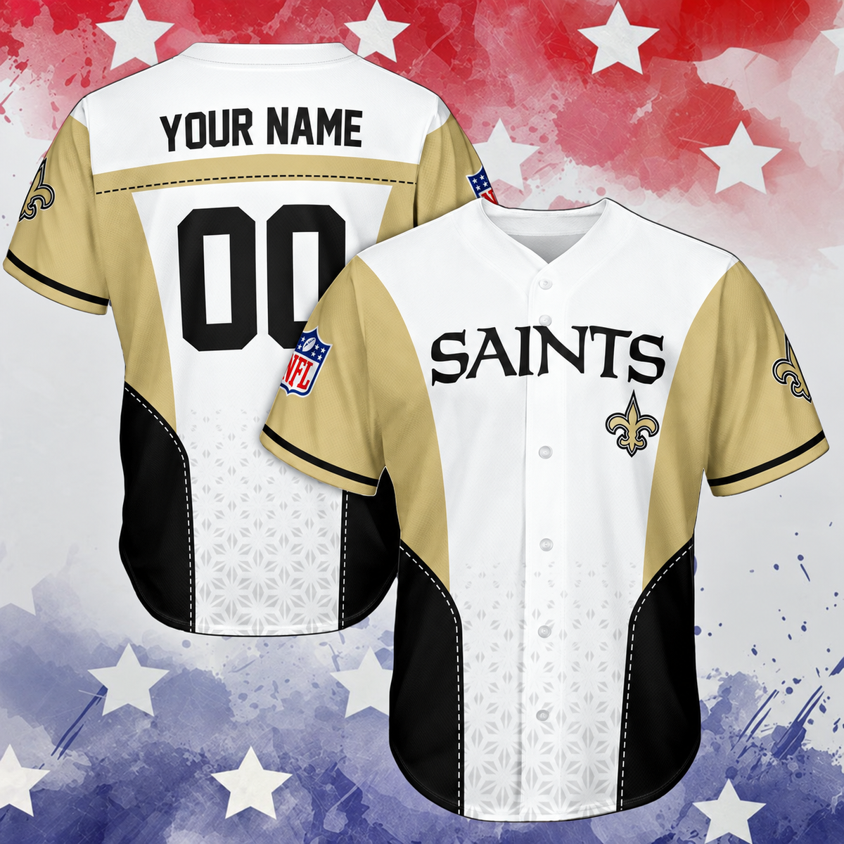 VIRAL EDITION - NEW CUSTOMIZED NFL24 NOS NEW ORLEANS SAINTS BASEBALL JERSEY