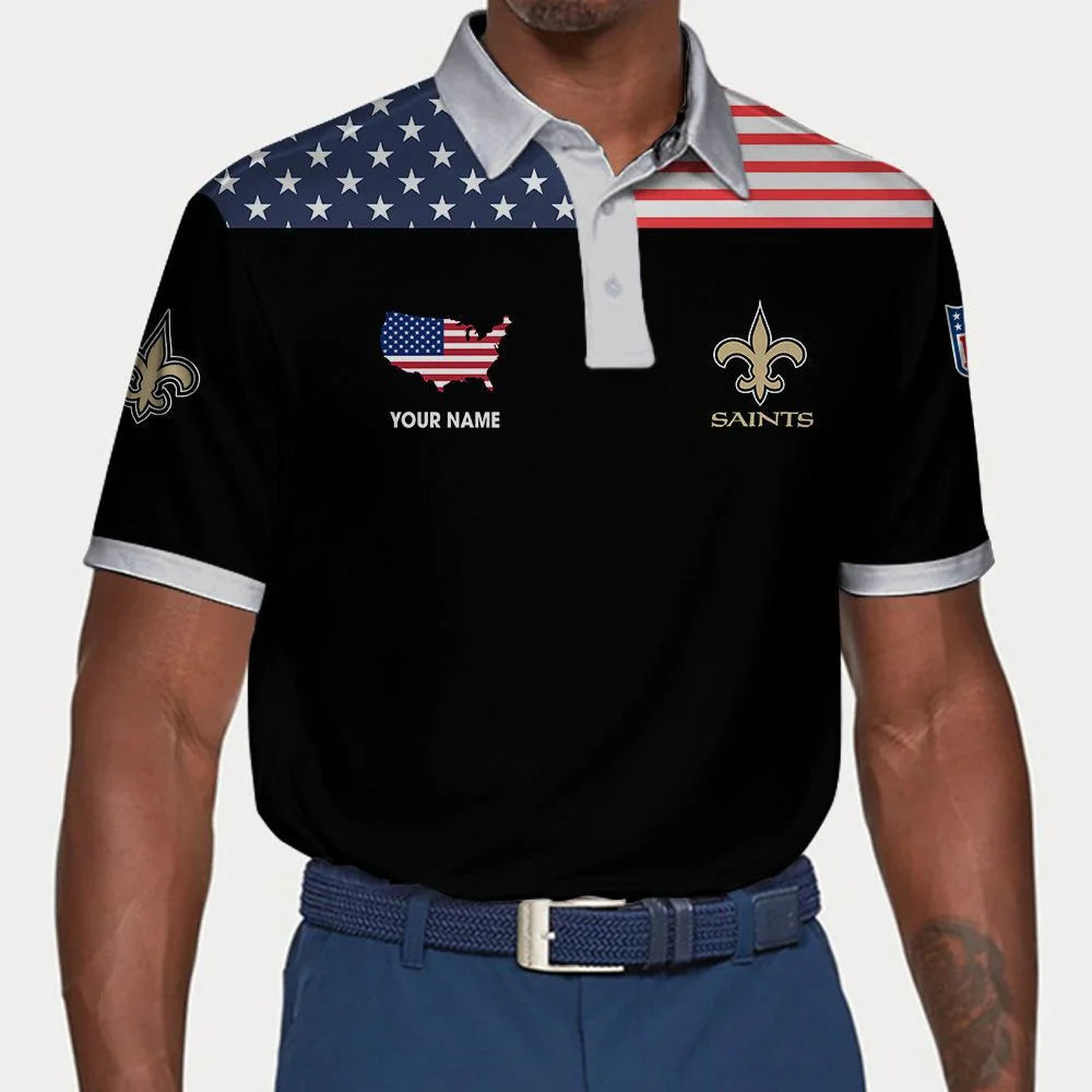 LIMITED EDITION - NEW CUSTOMIZED NFL24 NOS NEW ORLEANS SAINTS POLO SHIRT