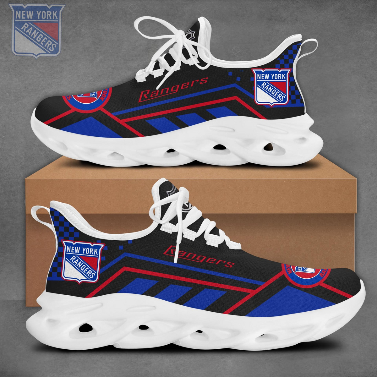 LIMITED EDITION - NEW CUSTOMIZED NHL24 NYR NEW YORK RANGERS CLUNKY SNEAKERS