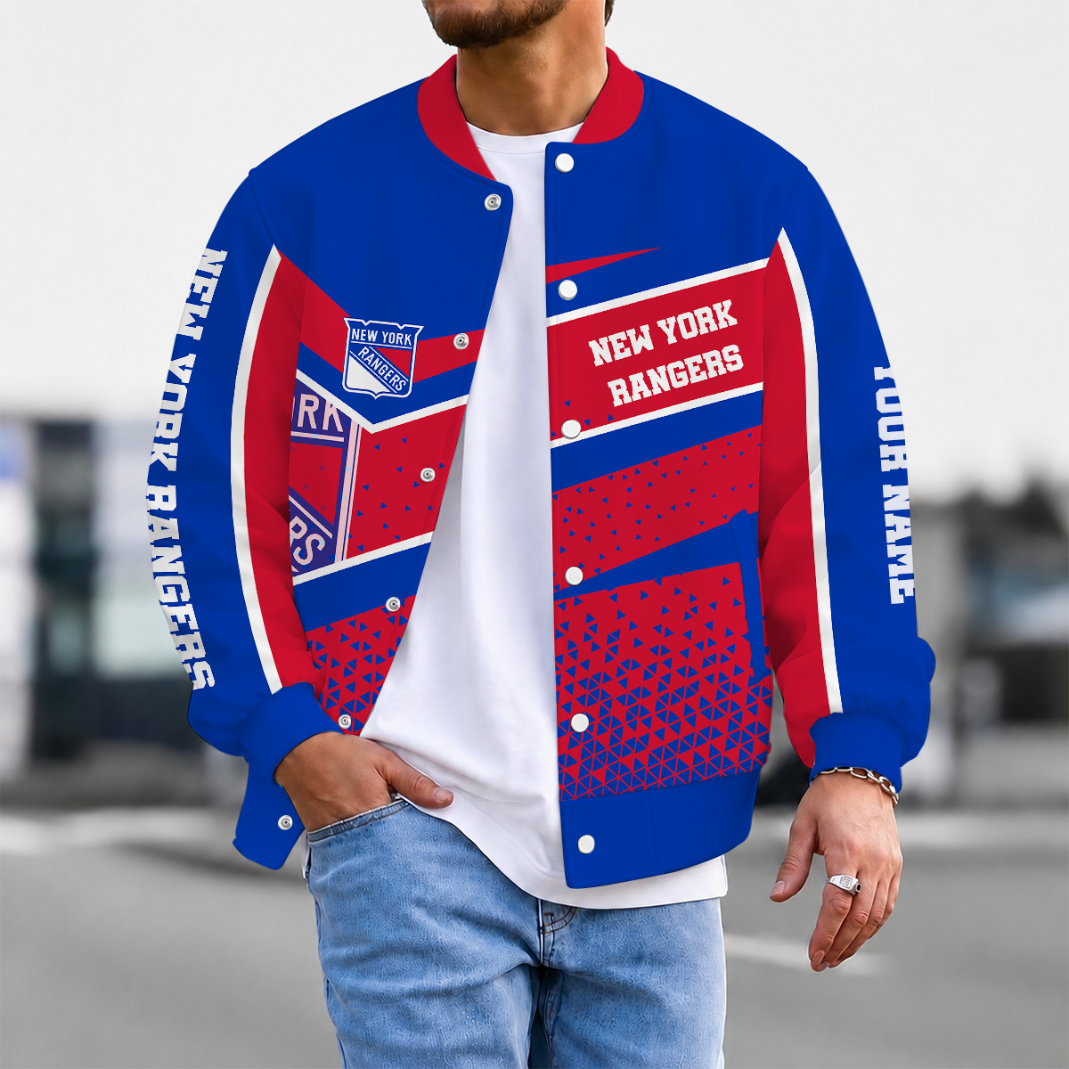 LIMITED EDITION - NEW CUSTOMIZED NHL24 NYR NEW YORK RANGERS SATIN VARSITY JACKET & BASEBALL JACKET