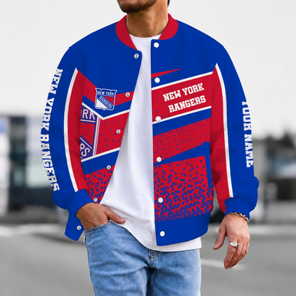 LIMITED EDITION - NEW CUSTOMIZED NHL24 NYR NEW YORK RANGERS SATIN VARSITY JACKET & BASEBALL JACKET