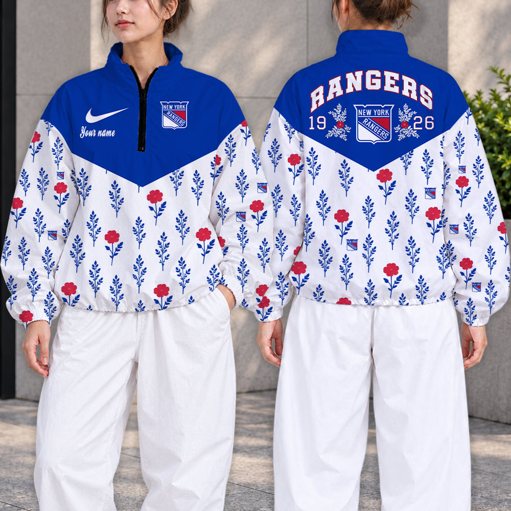 SPECIAL EDITION - NEW CUSTOMIZED NHL24 NYR NEW YORK RANGERS V-NECK ZIPPER SWEATSHIRT JACKET