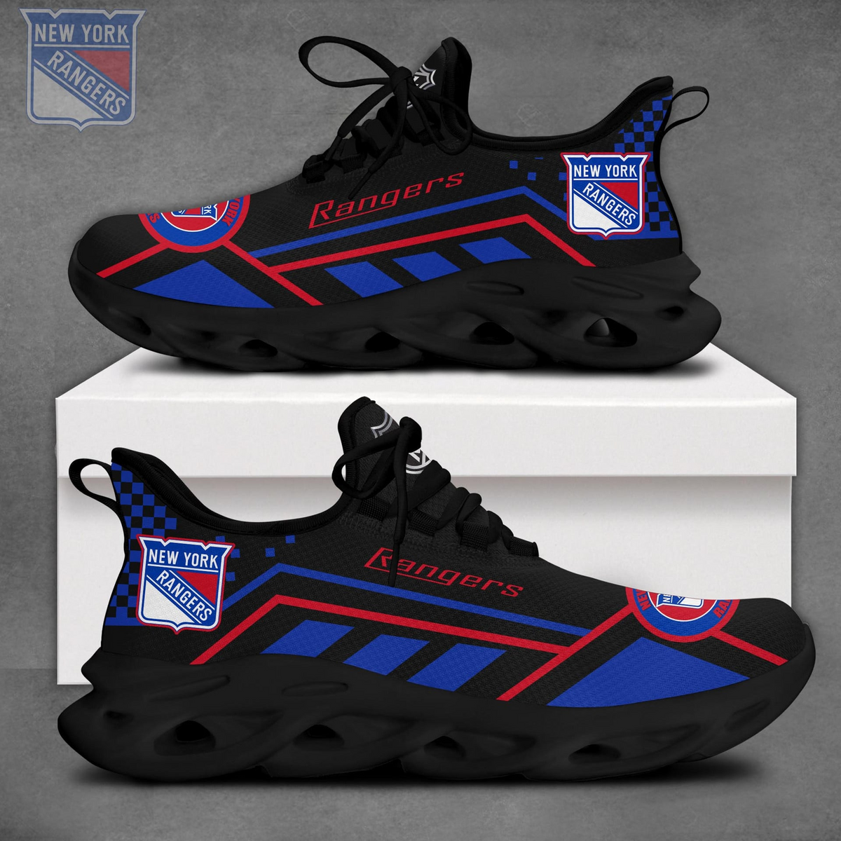 LIMITED EDITION - NEW CUSTOMIZED NHL24 NYR NEW YORK RANGERS CLUNKY SNEAKERS