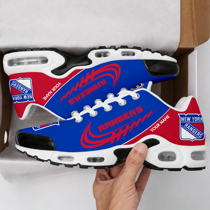 LIMITED EDITION - NEW CUSTOMIZED NHL24 NYR NEW YORK RANGERS AIR MAX PLUS SNEAKERS