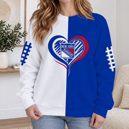LIMITED EDITION - NEW CUSTOMIZED NHL24 NYR NEW YORK RANGERS RIBBED HOODIE & SWEATSHIRT