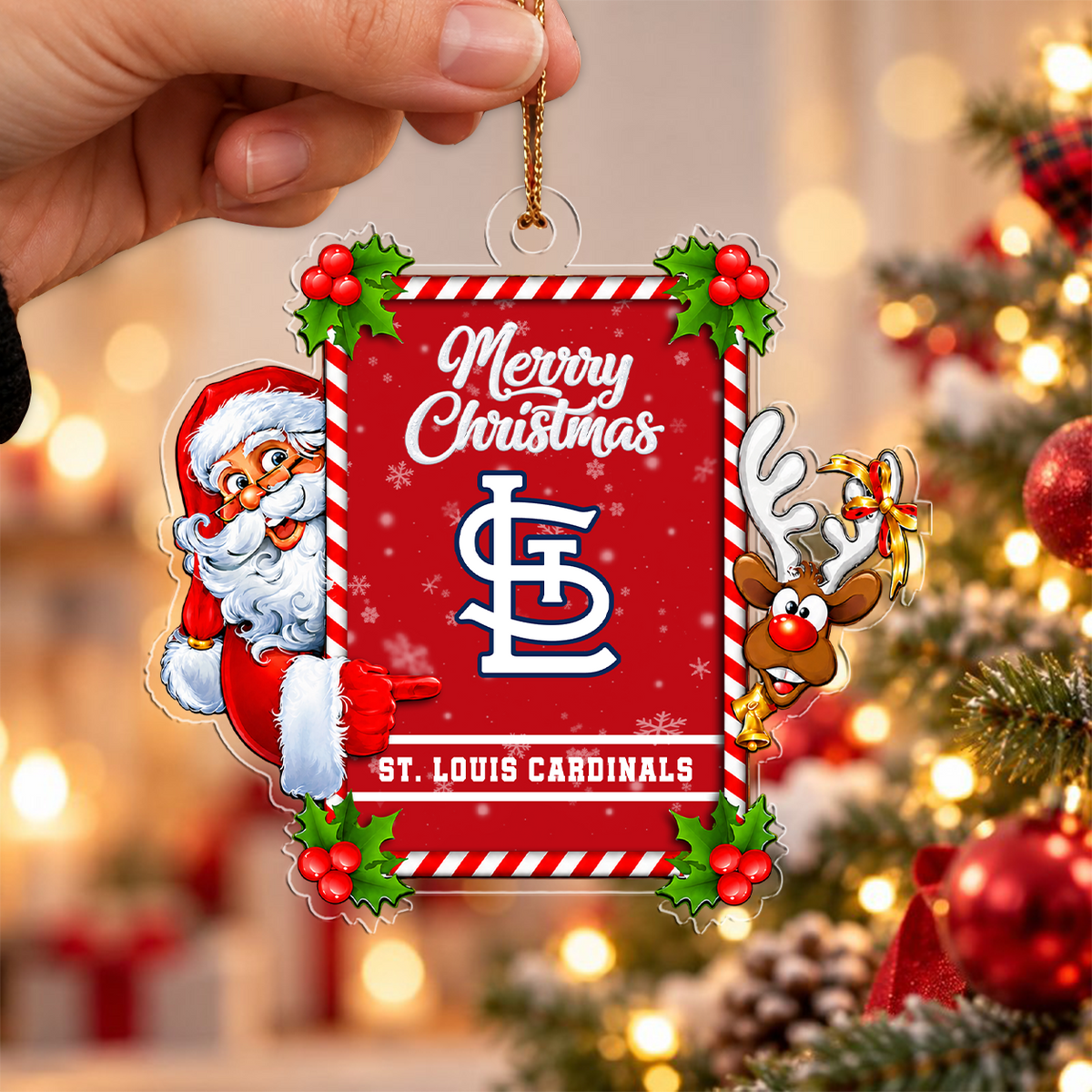 VIRAL EDITION - NEW CUSTOMIZED MLB24 SLC ST. LOUIS CARDINALS CHRISTMAS ACRYLIC ORNAMENT