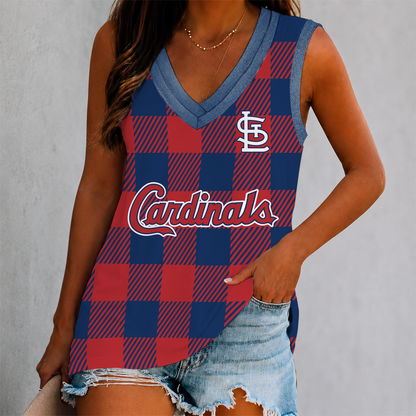 SPECIAL EDITION - NEW CUSTOMIZED MLB24 SLC ST. LOUIS CARDINALS WOMEN'S V-NECK TANK TOP
