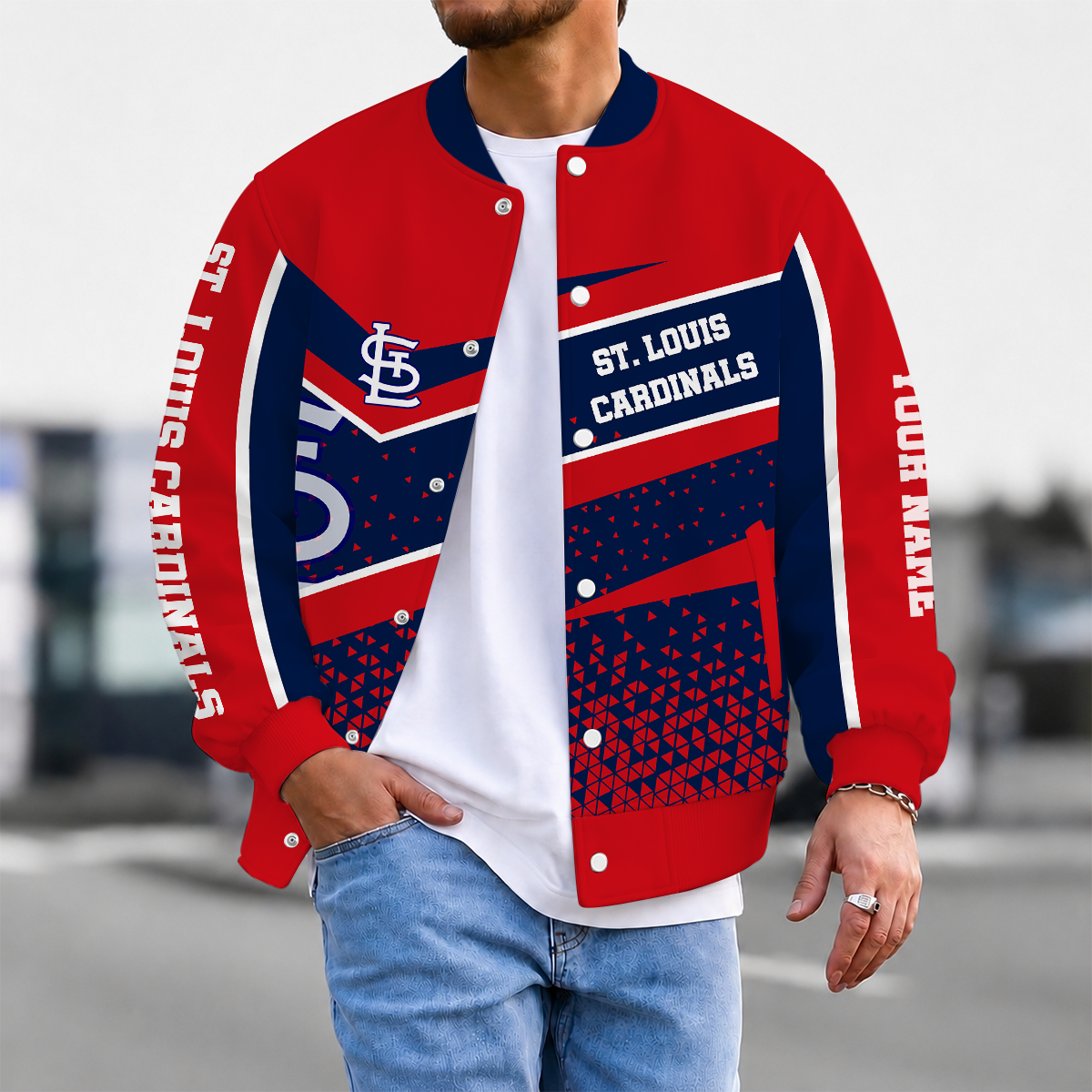 SPECIAL EDITION - NEW CUSTOMIZED MLB24 SLC ST. LOUIS CARDINALS SATIN VARSITY & BASEBALL JACKET