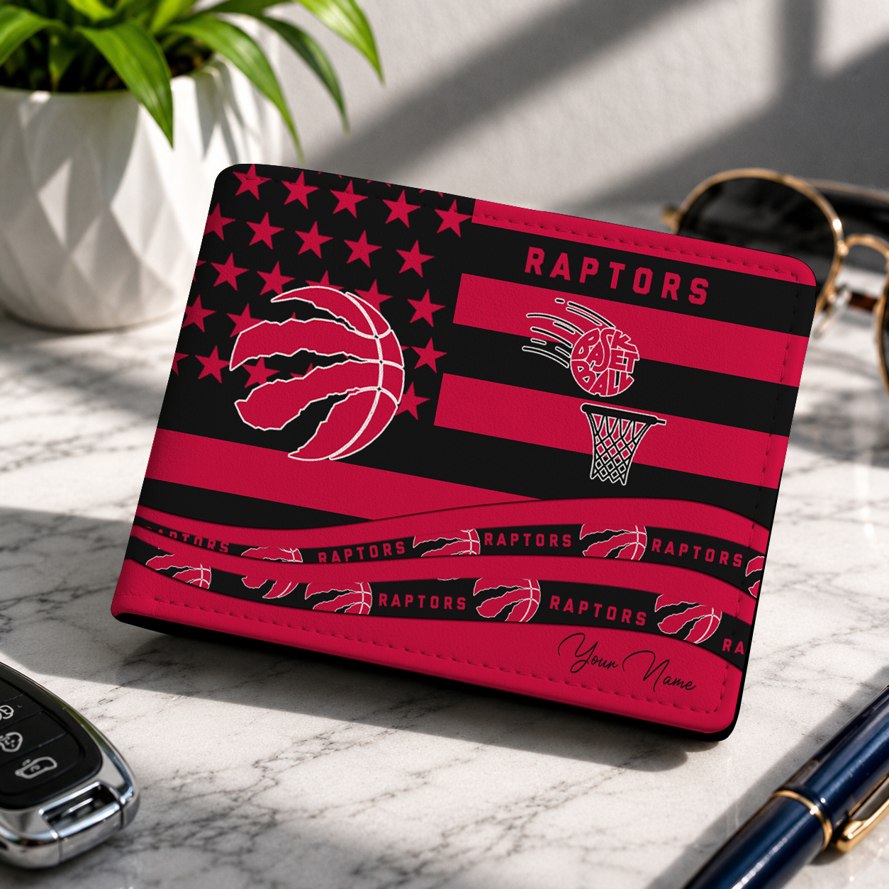FINAL SALE - NEW CUSTOMIZED NBA24 TRA TORONTO RAPTORS LEATHER WALLET