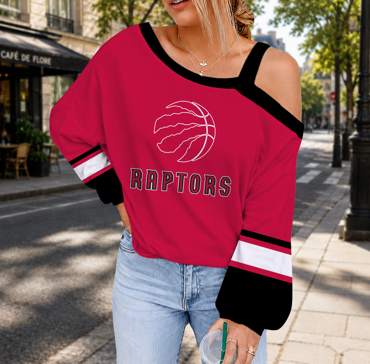 FINAL SALE - NEW CUSTOMIZED NBA24 TRA TORONTO RAPTORS DROP SHOULDER SWEATSHIRT