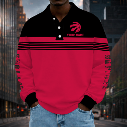VIRAL EDITION - NEW CUSTOMIZED NBA24 TRA TORONTO RAPTORS MEN LONG SLEEVE POLO