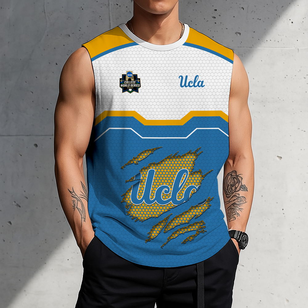 LIMITED EDITION - NEW CUSTOMIZED NCAA CWS24 UCB UCLA BRUINS MEN'S GYM SHIRT