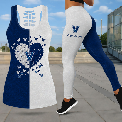 LIMITED EDITION - NEW CUSTOMIZED NCAA MAM24 VIW VILLANOVA WILDCATS LEGGINGS & HOLLOW TANK TOP SET