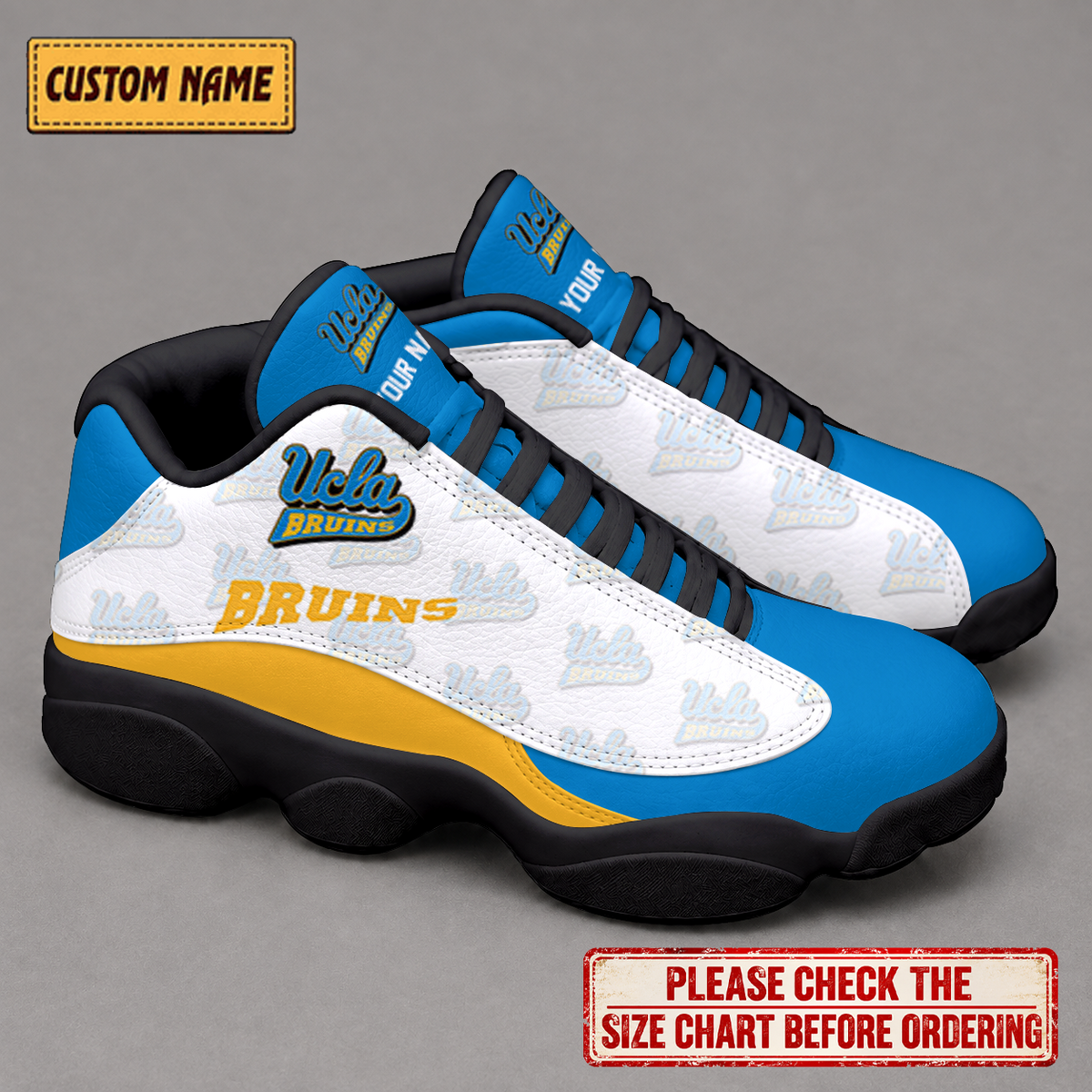 LIMITED EDITION - NEW CUSTOMIZED NCAA CWS24 UCB UCLA BRUINS AIR JORDAN 13 LOW TOP SNEAKER