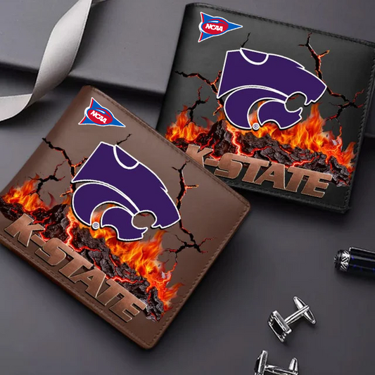 LIMITED EDITION - NEW CUSTOMIZED FBS NCAA24 KSW KS WILDCATS LEATHER WALLET
