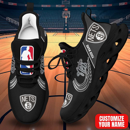 FINAL SALE - NEW CUSTOMIZED NBA25 BNE BROOKLYN NETS PREMIUM CLUNKY SNEAKERS