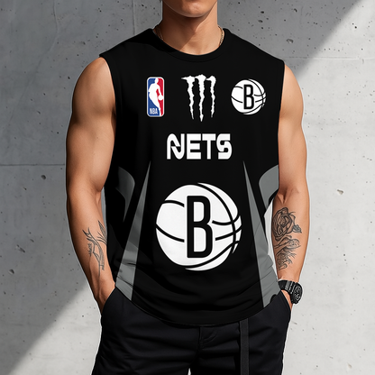 FINAL SALE - NEW CUSTOMIZED NBA25 BNE BROOKLYN NETS MEN'S GYM SHIRT