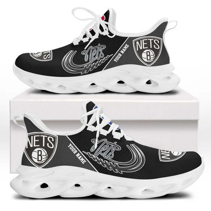 FINAL SALE - NEW CUSTOMIZED NBA25 BNE BROOKLYN NETS PREMIUM CLUNKY SNEAKERS