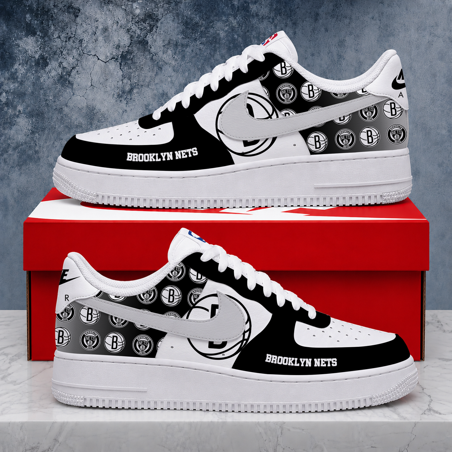 ELITE EDITION - NEW CUSTOMIZED NBA25 BNE BROOKLYN NETS AF1 SNEAKERS