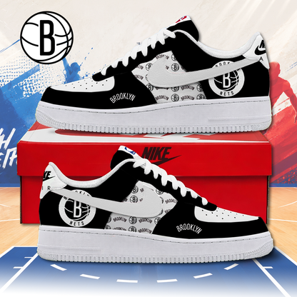 FINAL SALE - NEW CUSTOMIZED NBA25 BNE BROOKLYN NETS AF1 SNEAKERS