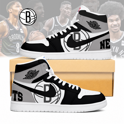 FINAL SALE - NEW CUSTOMIZED NBA25 BNE BROOKLYN NETS AIR JORDAN SNEAKERS