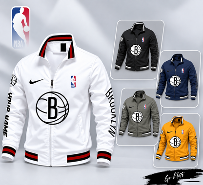 VIRAL EDITION - NEW CUSTOMIZED NBA25 BNE BROOKLYN NETS MULTICOLOR MEN'S CASUAL JACKET