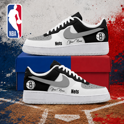 FINAL SALE - NEW CUSTOMIZED NBA25 BNE BROOKLYN NETS AF1 SNEAKERS