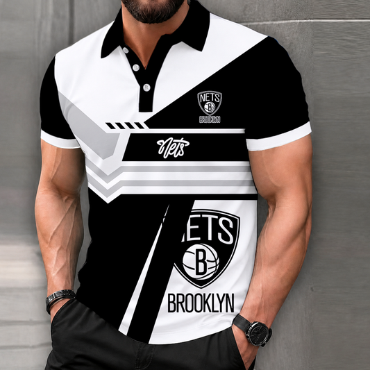 FINAL SALE - NEW CUSTOMIZED NBA25 BNE BROOKLYN NETS POLO SHIRT, ZIP POLO SHIRT & T-SHIRTS
