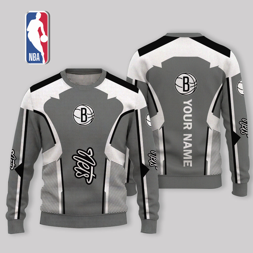 LIMITED EDITION - NEW CUSTOMIZED NBA25 BNE BROOKLYN NETS UGLY SWEATER