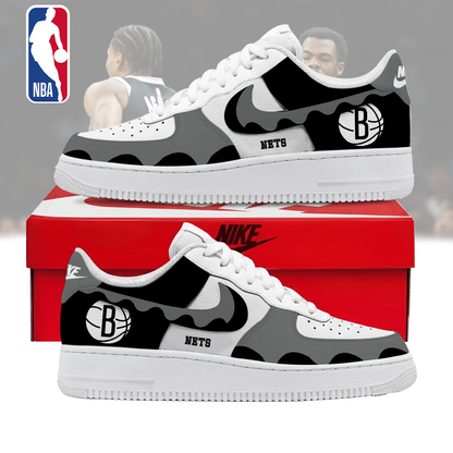 FINAL SALE - NEW CUSTOMIZED NBA25 BNE BROOKLYN NETS AF1 SNEAKERS