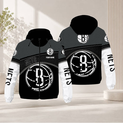 FLASH SALE - NEW CUSTOMIZED NBA25 BNE BROOKLYN NETS WINDBREAKER JACKET