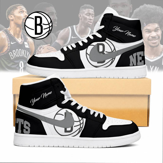 FINAL SALE - NEW CUSTOMIZED NBA25 BNE BROOKLYN NETS AIR JORDAN SNEAKERS
