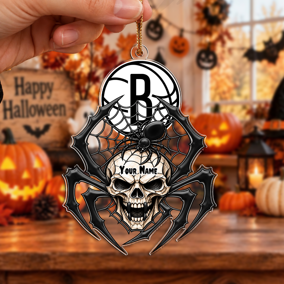 VIRAL EDITION - NEW CUSTOMIZED NBA25 BNE BROOKLYN NETS HALLOWEEN ACRYLIC ORNAMENT
