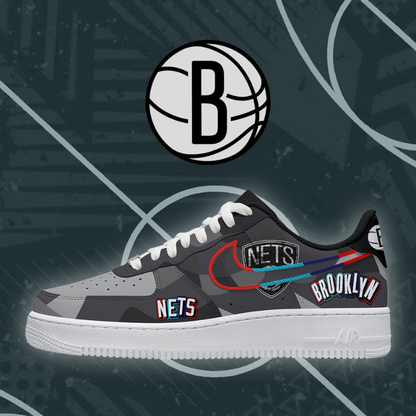 FINAL SALE - NEW CUSTOMIZED NBA25 BNE BROOKLYN NETS AF1 SHOES