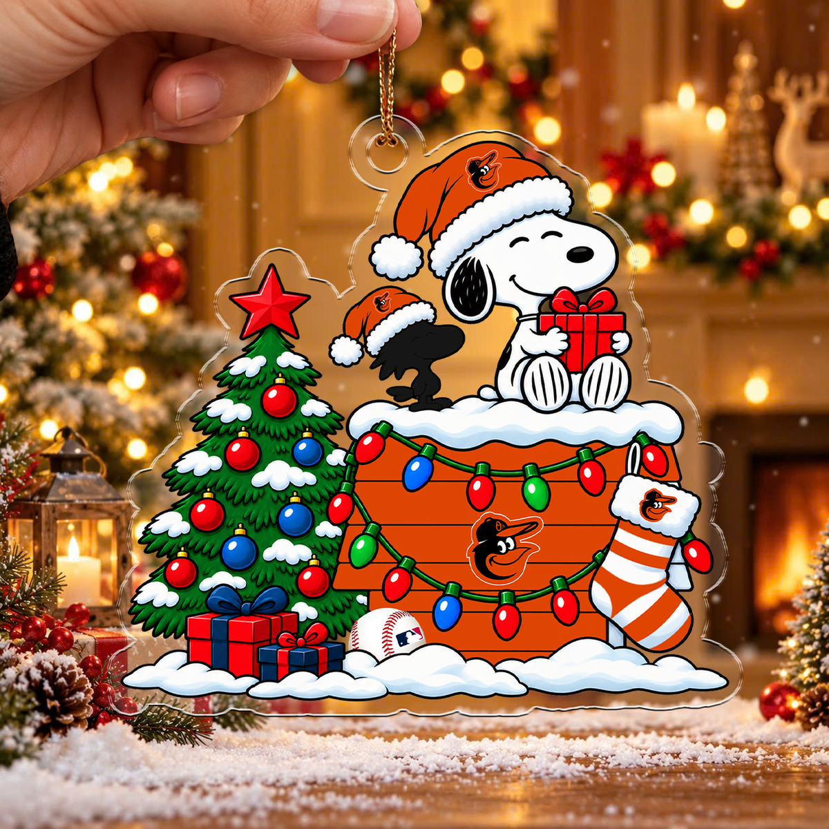 MEGA SALE - NEW CUSTOMIZED MLB25 BOS BALTIMORE ORIOLES CHRISTMAS ACRYLIC ORNAMENT