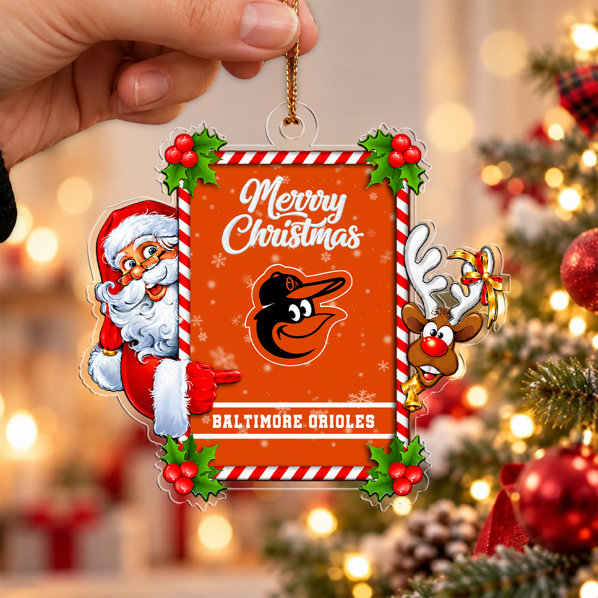 VIRAL EDITION - NEW CUSTOMIZED MLB25 BOS BALTIMORE ORIOLES CHRISTMAS ACRYLIC ORNAMENT