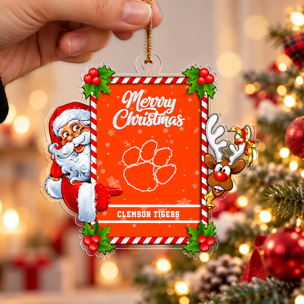 VIRAL EDITION - NEW CUSTOMIZED NCAA CWS25 CST CLEMSON TIGERS CHRISTMAS ACRYLIC ORNAMENT