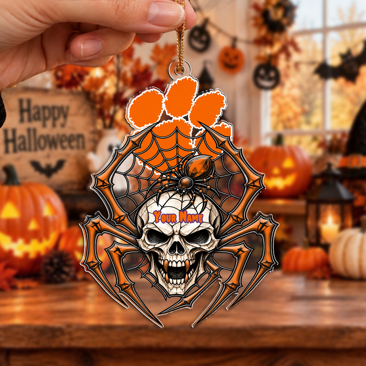 FINAL SALE - NEW CUSTOMIZED NCAA CWS25 CST CLEMSON TIGERS HALLOWEEN ACRYLIC ORNAMENT