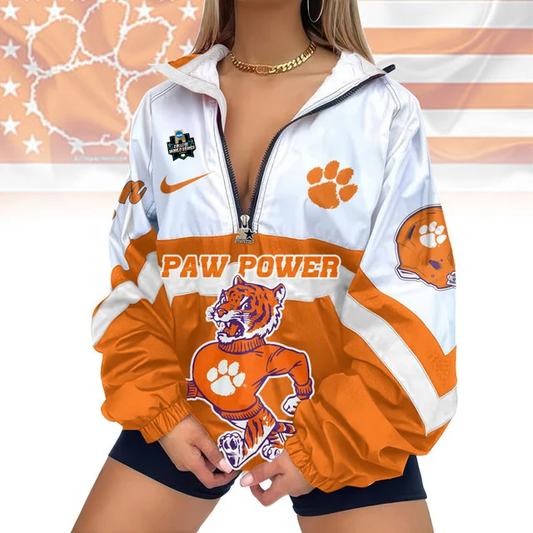 LIMITED EDITION - NEW CUSTOMIZED CWS NCAA25 CST CS TIGERS V-NECK ZIPPER SWEATSHIRT JACKET