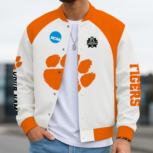 LIMITED DROP - NEW CUSTOMIZED|NCAA CWS25 CST CS TIGERS BASEBALL JACKET, SATIN VARSITY JACKET