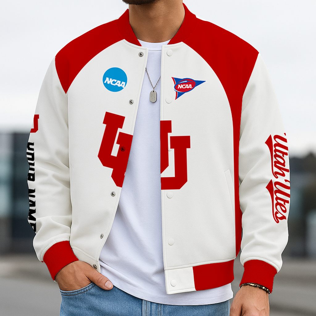 LIMITED DROP - NEW CUSTOMIZED | NCAA FBS25 UTU UT UTES BASEBALL JACKET, SATIN VARSITY JACKET