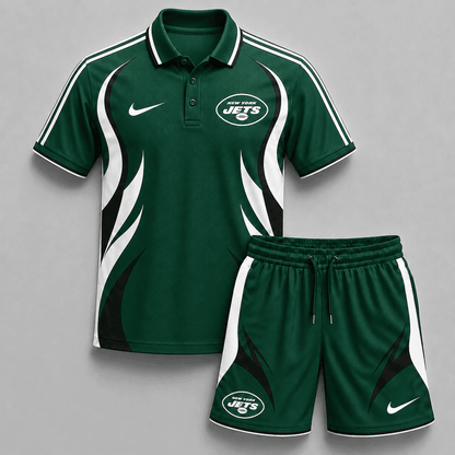 EXCLUSIVE EDITION - NEW CUSTOMIZED | NFL25 NYJ NEW YORK JETS POLO SHIRT & SHORT PANTS SET