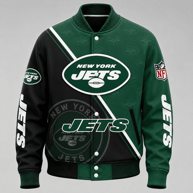 SPECIAL EDITION - NEW CUSTOMIZED | NFL25 NYJ NEW YORK JETS SATIN VARSITY & BASEBALL JACKET